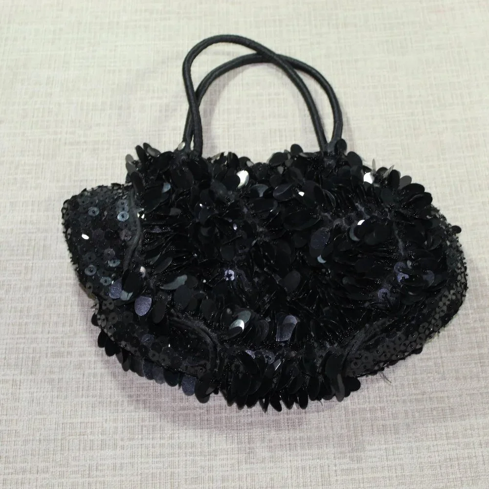 Vintage Nicole Lee Collection Black Large Sequin Hand Bag